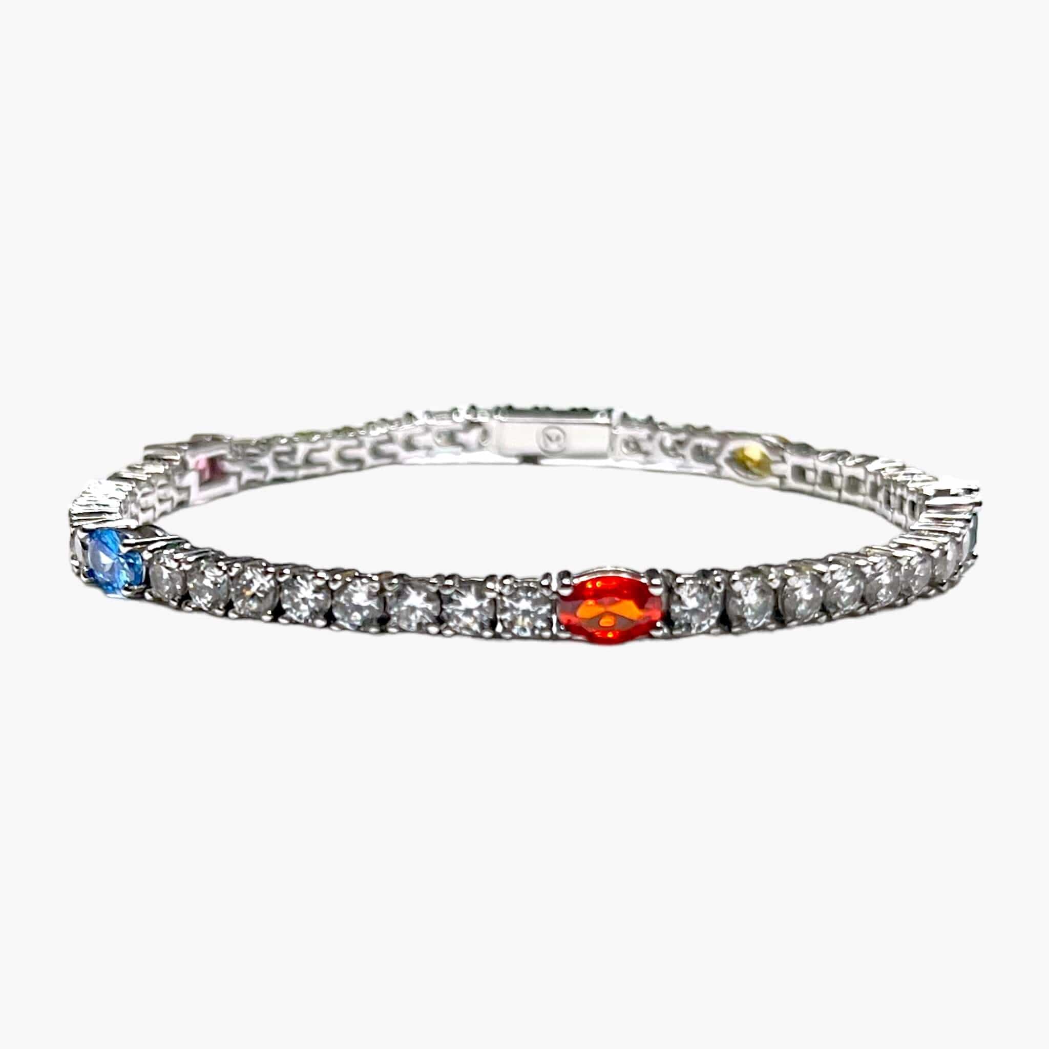 MULTI COLOR TENNIS BRACELET 3MM - WHITE GOLD