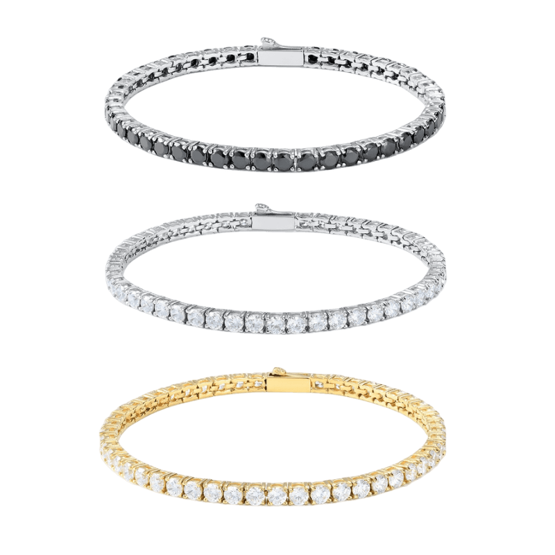 Tennis Triple 4MM (Gold + Silver + Black)