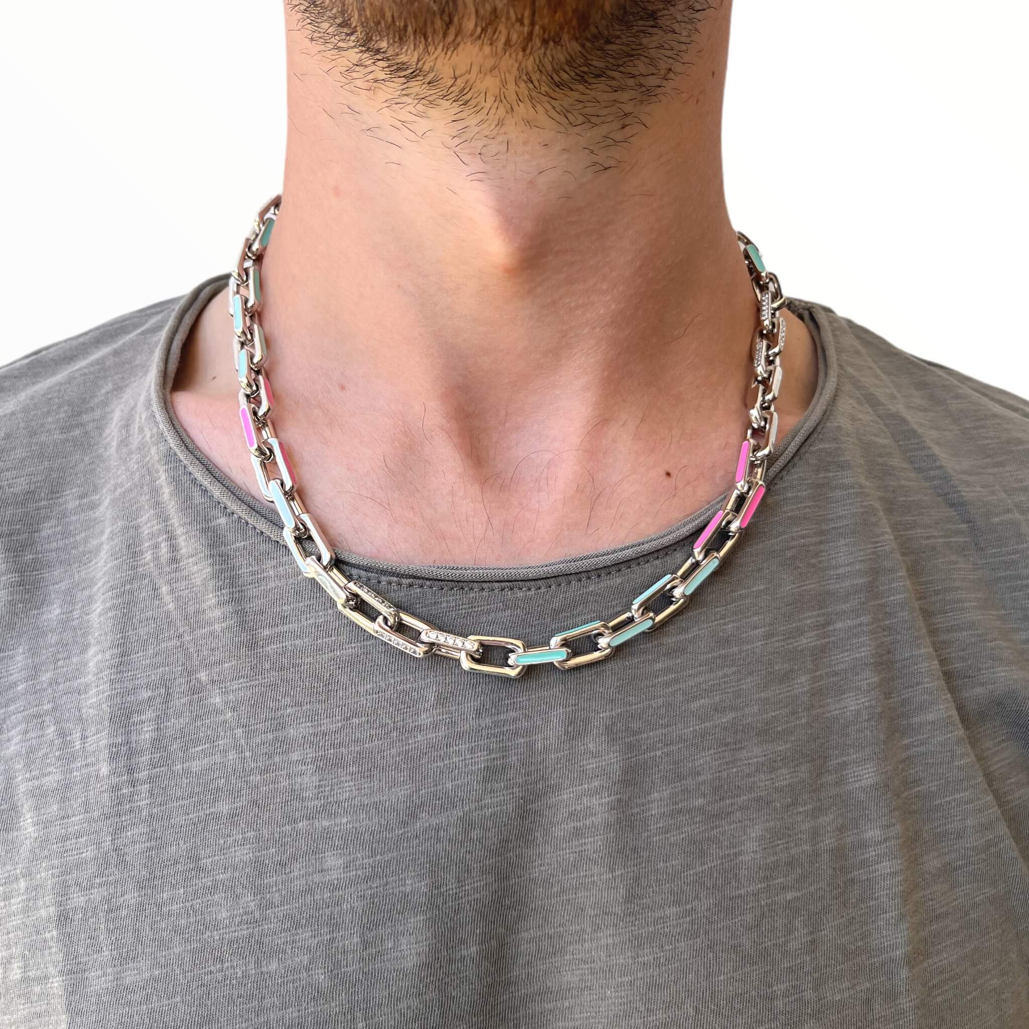 Miami Pallete Cable Chain 10mm - White Gold