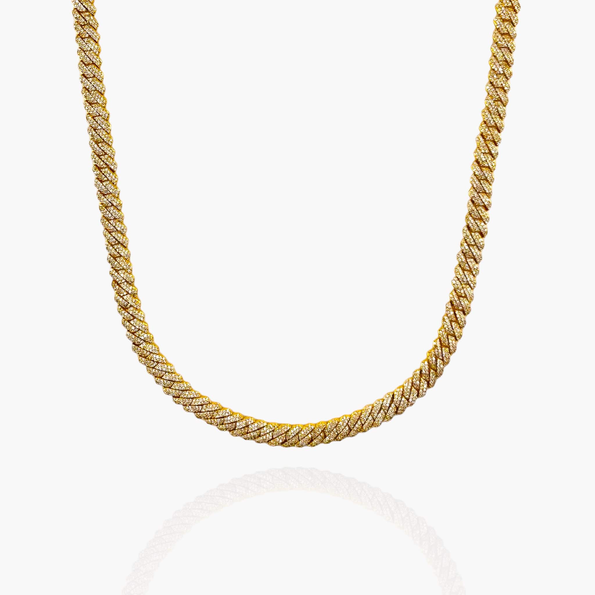 8mm Prong Cuban Link Chain - Gold