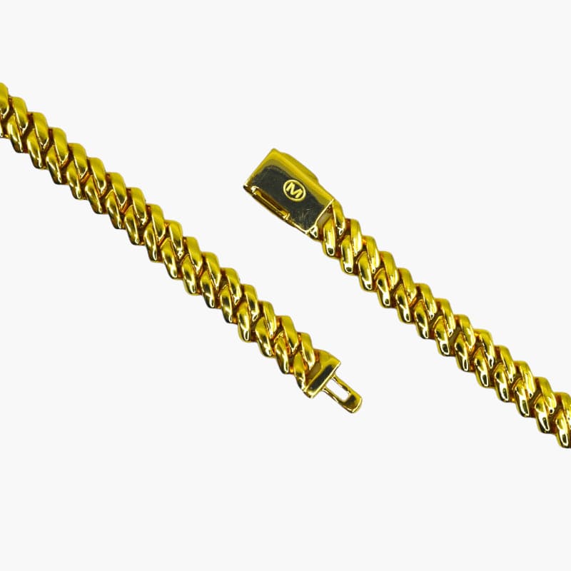 8mm Prong Cuban Link Chain - Gold