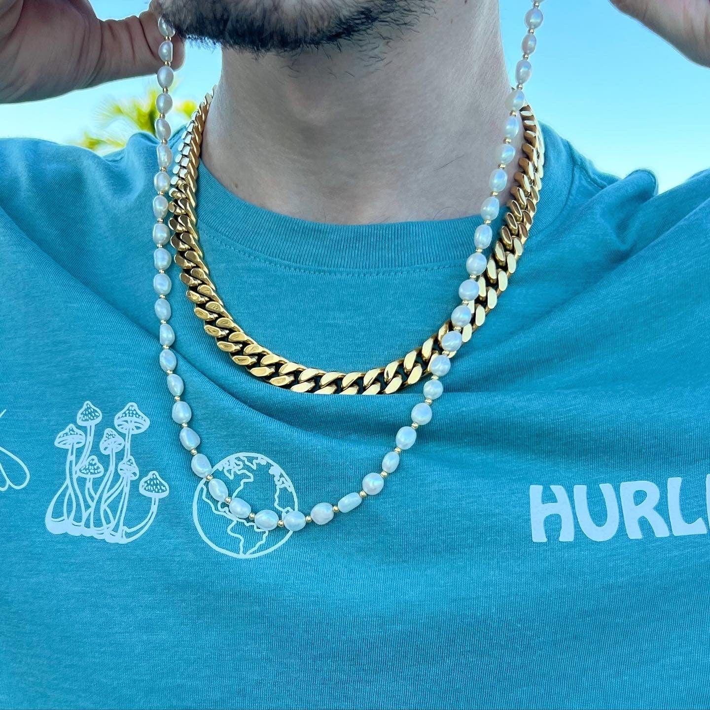 Baroque Pearls Chain 7MM - Gold